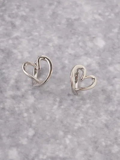 Snidel Nuance Heart Earrings In Silver