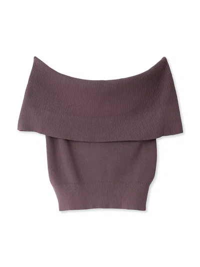 Snidel Off Shoulder Knit Tops In Purple