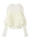 Snidel Off-shoulder Layered Knit Pullover In White