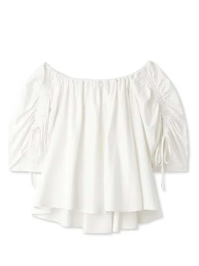 Snidel Off Shoulder Tunic Blouse In White