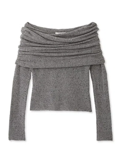 Snidel Off-shoulder Knit Top In Gray