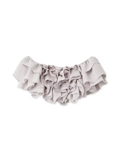 Snidel Off-shoulder Volume Ruffle Blouse In Gray