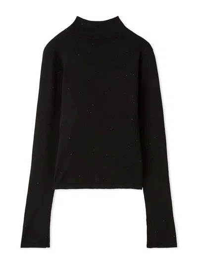 Snidel Open Back Long Sleeve Turtleneck Top In Black