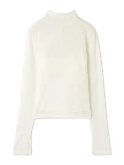 Snidel Open Back Long Sleeve Turtleneck Top In Neutral