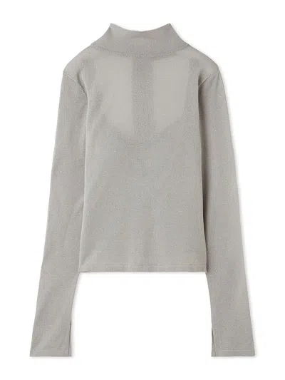 Snidel Open Back Long Sleeve Turtleneck Top In Gray