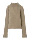 Snidel Open Back Long Sleeve Turtleneck Top In Neutral