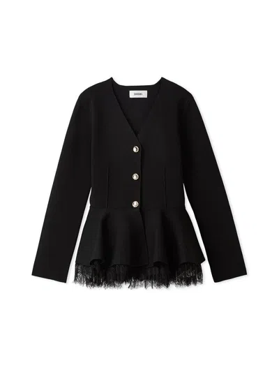 Snidel Peplum Knit Jacket In Black