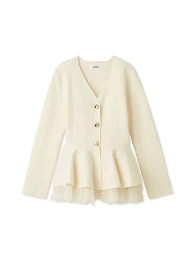 Snidel Peplum Knit Jacket In White