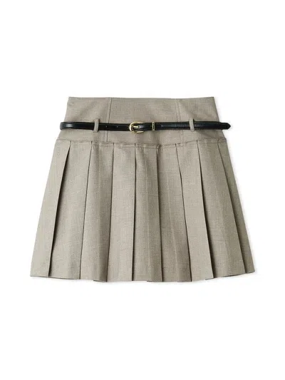 Snidel Pleated Belted Skort In Gray