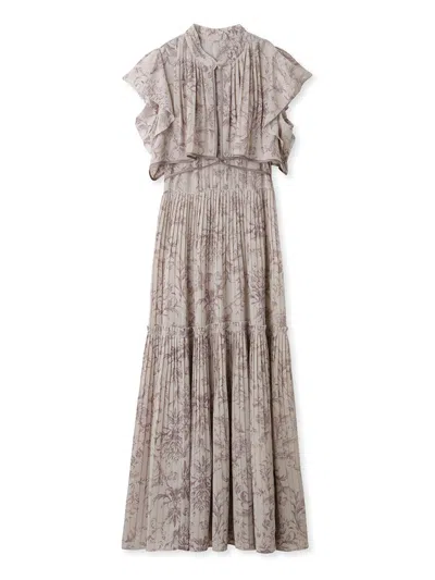 Snidel Pleated Floral Maxi Dress In Purple