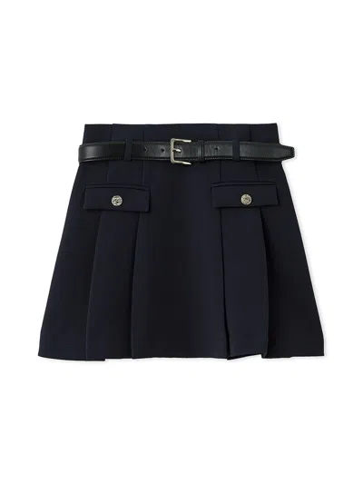 Snidel Pleated Mini Skirt With Belt In Blue