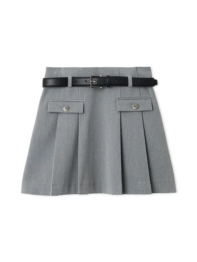 Snidel Pleated Mini Skirt With Belt In Gray