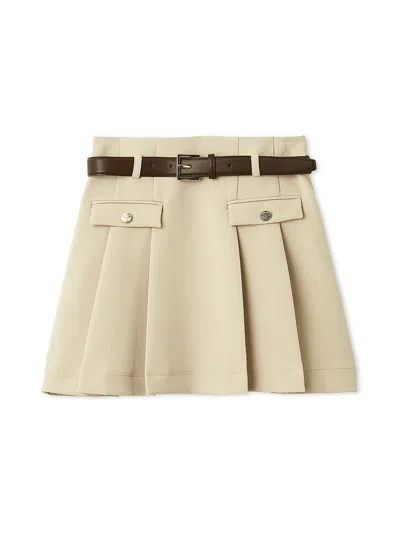 Snidel Pleated Mini Skirt With Belt In Neutral