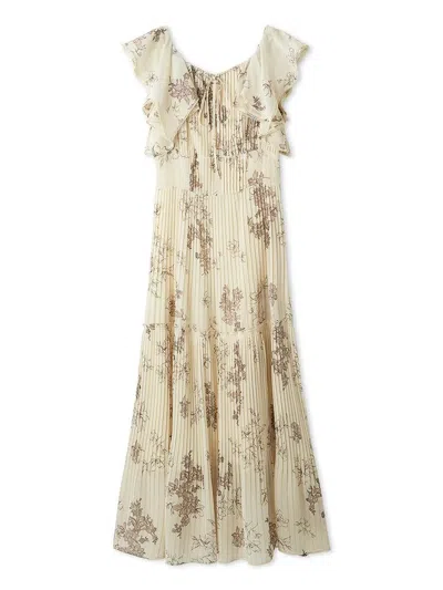 Snidel Pleated Print Dress In Neutral
