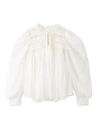 Snidel Pleated Puff Sleeve Boho Blouse