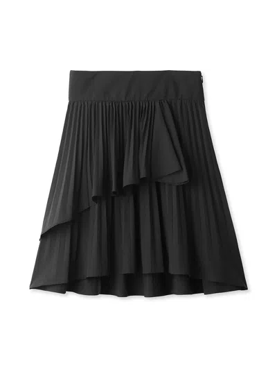 Snidel Pleated Tiered Draped Mini Skirt In Black