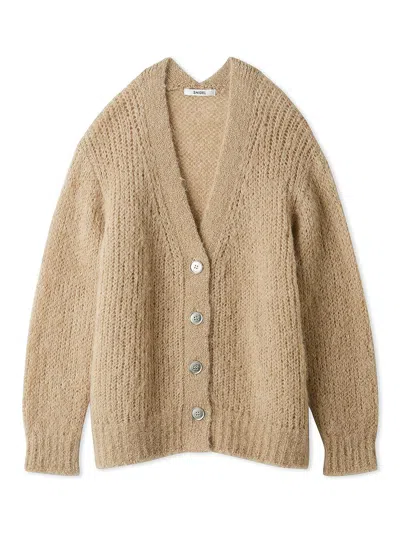 Snidel Premium Fancy Alpaca Mid-length Cardigan In Beige