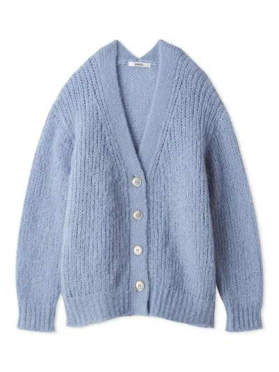 Snidel Premium Fancy Alpaca Mid-length Cardigan In Light Blue