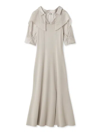 Snidel Puff Sleeve Maxi Docking Dress In Neutral