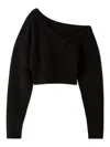 Snidel Raccoon Asymmetric Knit Pullover In Black
