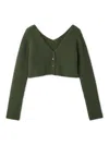 Snidel Raccoon Ribbed Short Cardigan In Green