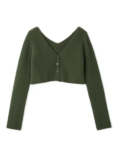 Snidel Raccoon Ribbed Short Cardigan In Green