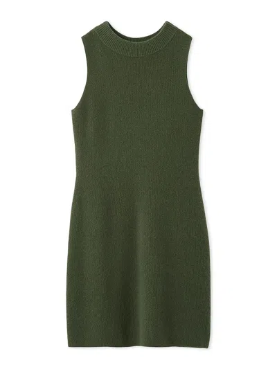 Snidel Raccoon Ribbed Sleeveless Mini Dress In Green