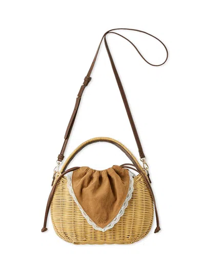 Snidel Rattan Basket Bag In Brown