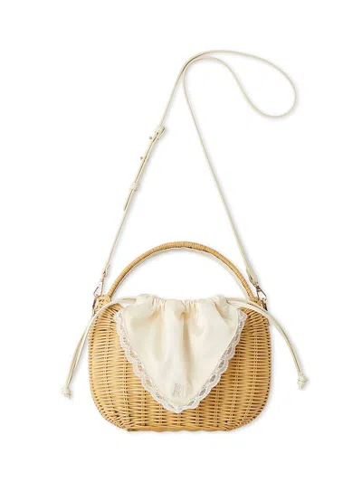 Snidel Rattan Basket Bag In White