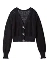Snidel Ribbon Button Sheer Cardigan In Black
