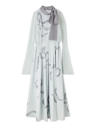 Snidel Ribbon Detail Cardigan Set Dress In Blue