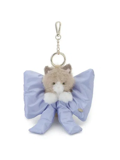 Snidel Ribbon Scrunchie With Cat Charm In Blue