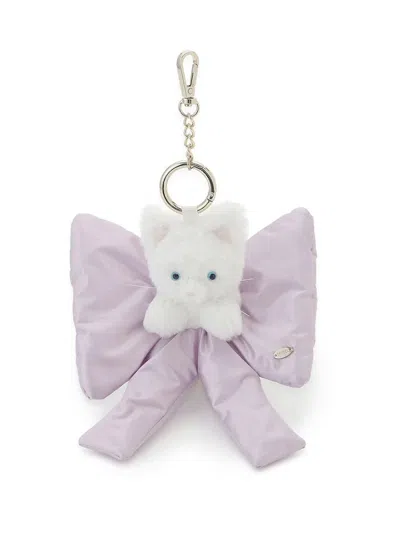 Snidel Ribbon Scrunchie With Cat Charm In Purple