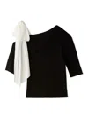 Snidel Ribbon Shoulder Knit Pullover In Black