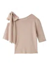 Snidel Ribbon Shoulder Knit Pullover In Brown