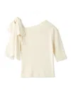 Snidel Ribbon Shoulder Knit Pullover In White