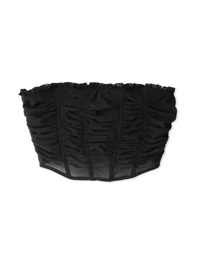 Snidel Ruched Bustier Tops In Black