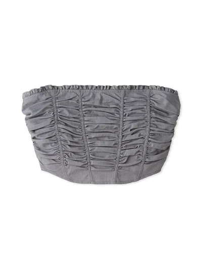 Snidel Ruched Bustier Tops In Gray