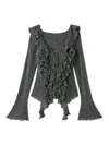 Snidel Ruffle Design Knit Pullover In Gray