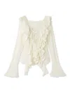 Snidel Ruffle Design Knit Pullover In White