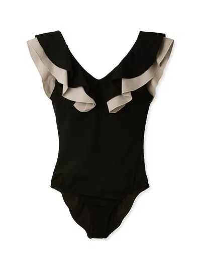 Snidel Ruffle One-pieces Swimsuit In Black