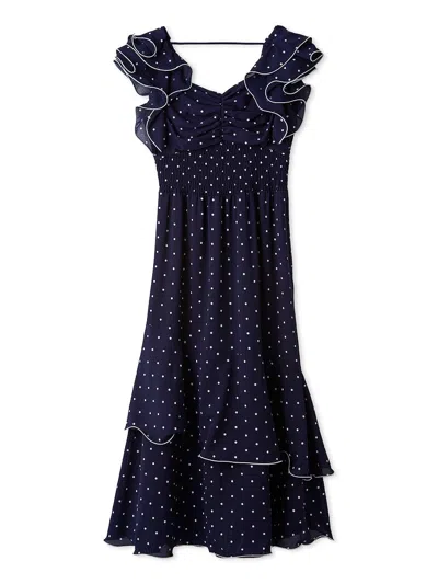 Snidel Ruffle Sleeve Print Dress In Blue