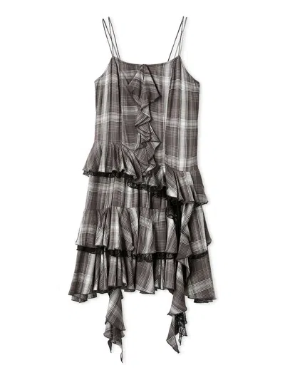 Snidel Ruffled Camisole Mini Dress In Gray