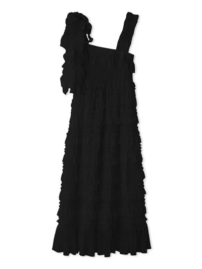 Snidel Ruffled Smocked Boho Maxi Dress In Multi