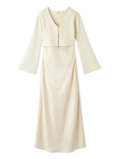 Snidel Satin Cami Dress And Knit Cardigan Set In White