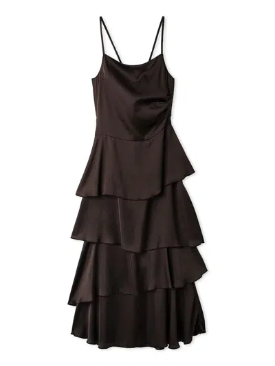 Snidel Satin Tiered Cami Dress In Brown