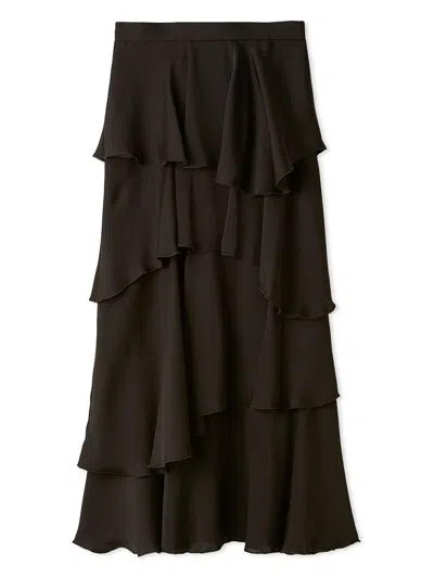 Snidel Satin Tiered Skirt In Brown