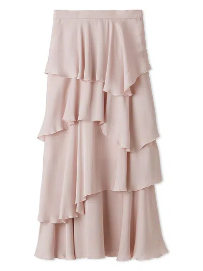 Snidel Satin Tiered Skirt In Pink