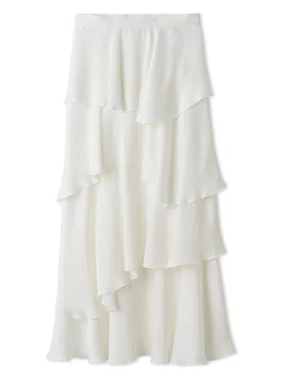 Snidel Satin Tiered Skirt In White