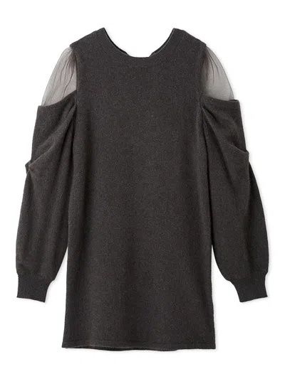 Snidel See-through Shoulder Knit Dress In Gray